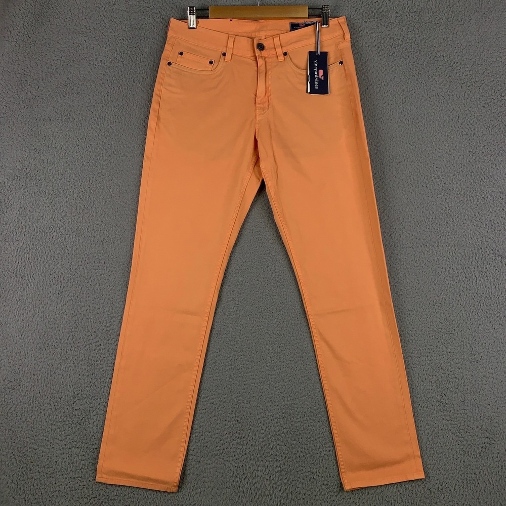 Vineyard Vines Pants Men 32x32 Melon Broken Twill 5 Pocket Slim Tapered NWT $138